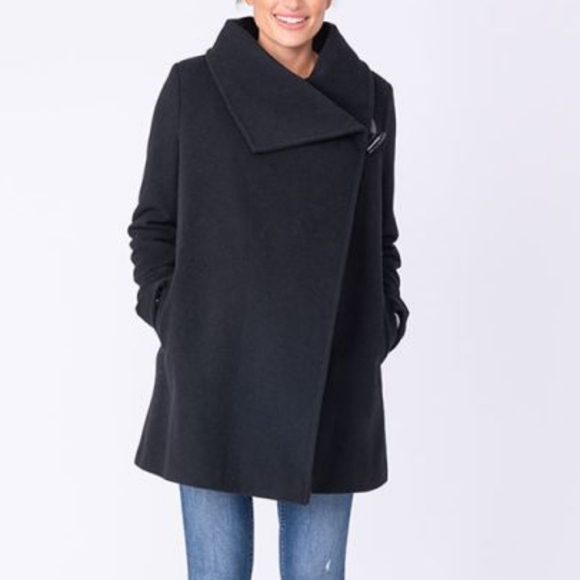 Seraphine Black Wool & Cashmere Maternity Coat - Picture 1 of 8